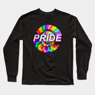 PRIDE word twisted in colorful rainbow flag LGBTQ Long Sleeve T-Shirt